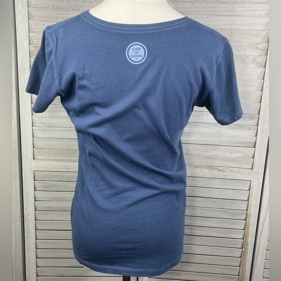 LIFE IS GOOD Crusher V Neck Tee Blue-XS - Picture 2 of 2